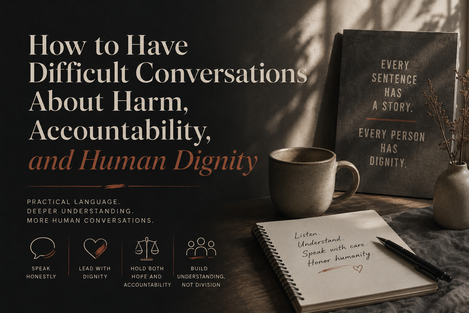 Learn how to discuss harm, accountability, incarceration, and human dignity without minimizing what happened or reducing people to their worst actions.